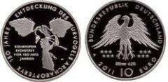 10 euro (150 Aniversario del descubrimiento del Archaeopteryx) from Germany-Federal Rep.