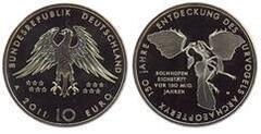 10 euro (150 Aniversario del descubrimiento del Archaeopteryx) from Germany-Federal Rep.