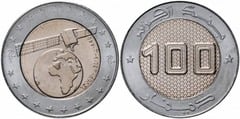 100 dinars (First communications satellite) from Algeria