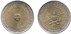 1 peso (Bicentennial of the First Patriotic Coinage) from Argentina