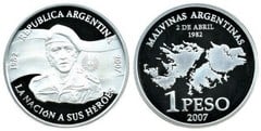 1 peso (25th Anniversary of the Falklands War) from Argentina