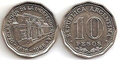 10 pesos (150 Aniversario de la Declaración de la Independencia) from Argentina