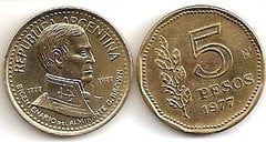 5 pesos (200 Aniversario del Nacimiento de Guillermo Brown) from Argentina
