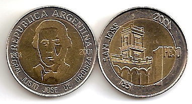 Photo of 1 peso (200 Aniversario del Nacimiento del General Justo José Urquiza)