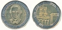 1 peso (200 Aniversario del Nacimiento del General Justo José Urquiza) from Argentina
