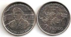 2 pesos (25 Aniversario de la Guerra de las Malvinas) from Argentina