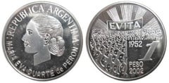 1 peso (50th Anniversary of the Death of Eva Perón) from Argentina