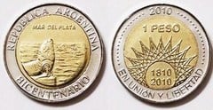 1 peso (Bicentenario de la Revolución de Mayo-Mar del Plata) from Argentina