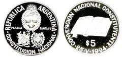5 pesos (Convención Nacional Constituyente) from Argentina