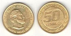 50 centavos (179 Aniversario de la Muerte del General Güemes) from Argentina