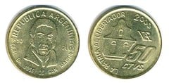 50 centavos (150th Anniversary of the Death of General San Martin) from Argentina