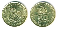 50 centavos (50th Anniversary of UNICEF) from Argentina