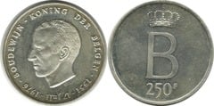 250 francs (Silver Jubilee of Baldwin I der belgen) from Belgium