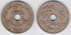 5 centimes (Leopoldo II - Belgique) from Belgium