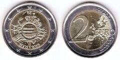 2 euro (10th Anniversary of Euro Circulation) from Belgium