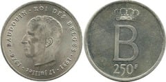 250 francs (Silver Jubilee of Baldwin I des belges) from Belgium