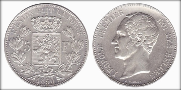 Photo of 5 francs (Leopoldo I des belges)