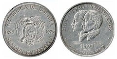 100 pesos (150 Aniversario de la Independencia) from Bolivia