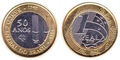 1 real (50th Anniversary of the Central Bank) from Brazil