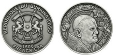 1500 francs CFA (Canonización Juan Pablo II) from Burkina Faso