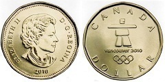 1 dollar (Lucky Loonie-Juegos Olímpicos de Vancouver 2010) from Canada