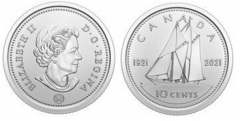 10 cents (100 Aniversario del Velero Bluenose) from Canada