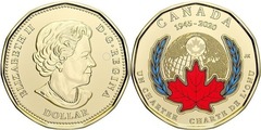 1 dollar (75 Aniversario de la Organización Naciones Unidas - Coloreada) from Canada