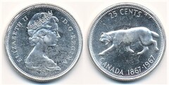25 cents (Centenario de la Confederación Canadiense) from Canada