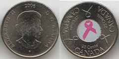 25 cents (Pink ribbon - Breast cancer) from Canada