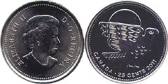 25 cents (Halcón peregrino) from Canada
