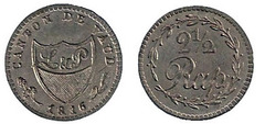 2​½ rappen from Swiss cantons