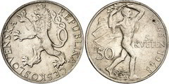 50 korun (Tercer aniversario Levantamiento de Praga) from Czechoslovakia