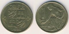 1 koruna from Checoslovaquia 