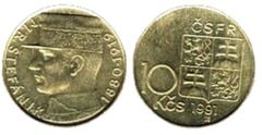 10 korun (Milan Rastislav Štefánik) from Czechoslovakia