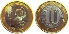 10 yuan (Year of the Monkey) from China-Peoples Republic