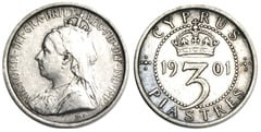 3 piastres (Reina Victoria) from Cyprus