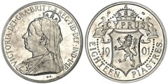 18 piastres (Reina Victoria) from Cyprus