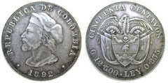 50 centavos (400th Anniversary of the Discovery of America) from Colombia