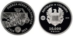 10.000 pesos (100 Aniversario de la Fuerza Aérea Colombiana) from Colombia