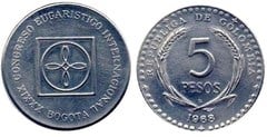 5 pesos (XXXIX Congreso Eucarístico Internacional) from Colombia