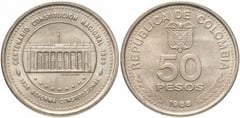 50 pesos (100 Aniversario de la Constitución Nacional) from Colombia