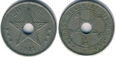 20 centimes from Belgian Congo