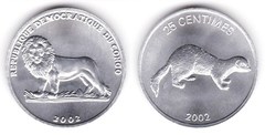 25 centimes (Weasel) from Congo-Rep. Democratic