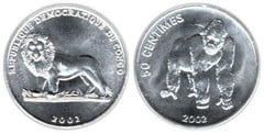 50 centimes (Gorilla) from Congo-Rep. Democratic