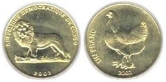 1 franc (Gallina) from Congo-Rep. Democratic