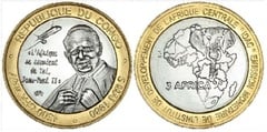 4.500 Francos CFA (Visita del Papa Juan Pablo II) from Congo-Republic