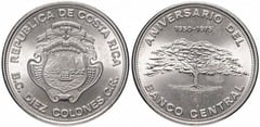 10 colones (25 Aniversario del Banco Central) from Costa Rica