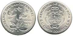 5 colones (25 Aniversario del Banco Central) from Costa Rica