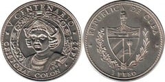 1 peso (V Cent. Discovery of America - Christopher Columbus) from Cuba