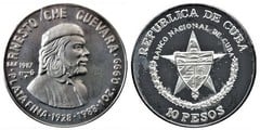 10 pesos (60 Aniversario de la Muerte de ernesto Che Guevara) from Cuba